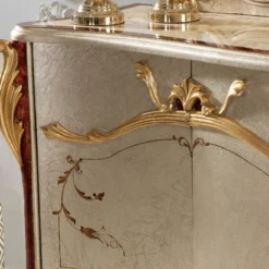 Casa Padrino Luxus Barock Möbel Set Sideboard mit Spiegel Silber / Braun / Gold - Prunkvoller Massivholz Schrank mit elegantem Wandspiegel - Möbel im Barockstil