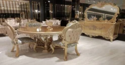 Casa Padrino Luxus Barock Möbel Set Gold - 1 Barock Sideboard mit 2 Türen und 3 Schubladen & 1 Barock Wandspiegel - Barock Möbel
