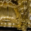 Casa Padrino Luxus Barock Möbel Set Konsole mit Spiegel Gold / Schwarz - Prunkvoller handgeschnitzter Konsolentisch mit Wandspiegel - Hotel Restaurant Schloss Möbel - Luxus Qualität - Made in Italy