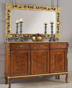 Casa Padrino Luxus Barock Möbel Set Braun / Gold - 1 Sideboard & 1 Wandspiegel - Barock Möbel - Luxus Qualität - Made in Italy