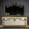 Casa Padrino Luxus Barock Möbel Set Sideboard mit Spiegel - Prunkvoller Massivholz Schrank mit Wandspiegel - Edle Möbel im Barockstil - Luxus Qualität