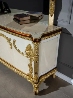 Casa Padrino Luxus Barock Möbel Set Sideboard mit Spiegel - Prunkvoller Massivholz Schrank mit Wandspiegel - Edle Möbel im Barockstil - Luxus Qualität