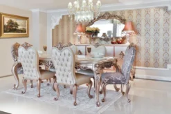 Casa Padrino Luxus Barock Möbel Set Sideboard mit Spiegel Kupferfarben - Prunkvoller Massivholz Schrank mit elegantem Wandspiegel - Möbel im Barockstil