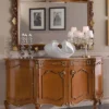Casa Padrino Luxus Barock Möbel Set Braun / Gold - 1 Barock Sideboard & 1 Barock Wandspiegel - Prunkvolle Barock Möbel - Luxus Qualität - Made in Italy