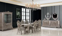 Casa Padrino Luxus Barock Möbel Set Silber - 1 Sideboard & 2 Spiegel - Handgefertigte Möbel im Barockstil - Edel & Prunkvoll