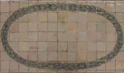 Casa Padrino Luxus Barock Mosaik Fliesen Tischplatte Beige / Mehrfarbig / Grün - Verschiedene Größen - Handgefertigte & Handbemalte Naturstein Esstisch Tischplatte - Barock Möbel