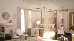 Casa Padrino Luxus Barock Nachtkommode Rosa / Beige - Prunkvoller Kinderzimmer Nachttisch - Barock Kinderzimmer Möbel - Luxus Qualität - Made in Italy