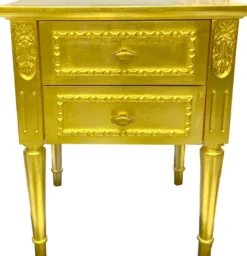 Casa Padrino Luxus Barock Nachtkommode Gold - Massivholz Nachttisch - Kommode mit 2 Schubladen - Handgefertigte Barock Möbel