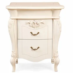 Casa Padrino Luxus Barock Nachtkommode mit 2 Schubladen Creme / Bronze H. 70 cm