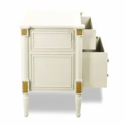 Casa Padrino Luxus Barock Nachtkommode Elfenbein / Gold - Barockstil Schlafzimmer Möbel