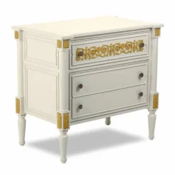 Casa Padrino Luxus Barock Nachtkommode Elfenbein / Gold - Barockstil Schlafzimmer Möbel