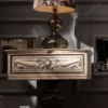 Casa Padrino Luxus Barock Nachtkommode Naturfarben / Schwarz / Gold - Handgefertigter Barock Nachttisch mit Schublade - Barock Schlafzimmer Möbel