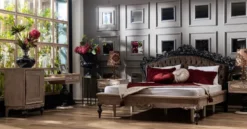 Casa Padrino Luxus Barock Nachtkommode Naturfarben / Schwarz / Gold - Handgefertigter Barock Nachttisch mit Schublade - Barock Schlafzimmer Möbel