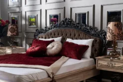Casa Padrino Luxus Barock Nachtkommode Naturfarben / Schwarz / Gold - Handgefertigter Barock Nachttisch mit Schublade - Barock Schlafzimmer Möbel