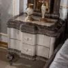 Casa Padrino Luxus Barock Nachtkommode Grau / Schwarz / Gold - Prunkvoller Barockstil Nachttisch mit 2 Schubladen - Luxus Schlafzimmer Möbel im Barockstil - Barock Möbel - Barock Interior
