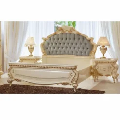 Casa Padrino Luxus Barock Nachtkommode mit 2 Schubladen Creme / Gold - Schlafzimmer Möbel
