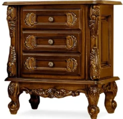 Casa Padrino Luxus Barock Nachtkommode Dunkelbraun - Prunkvoller Barock Nachttisch mit 3 Schubladen - Luxus Schlafzimmer Möbel im Barockstil - Barock Möbel - Barock Einrichtung