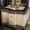 Casa Padrino Luxus Barock Nachtkommode Beige / Schwarz / Gold - Prunkvoller Barockstil Nachttisch mit 2 Schubladen - Luxus Schlafzimmer Möbel im Barockstil - Barock Möbel - Barock Interior