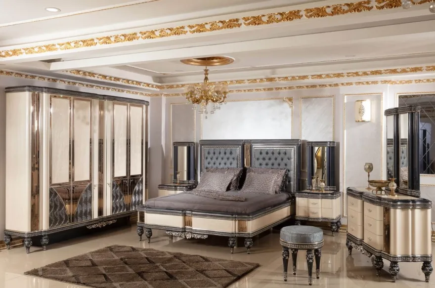 Casa Padrino Luxus Barock Nachtkommode Beige / Schwarz / Gold - Prunkvoller Barockstil Nachttisch mit 2 Schubladen - Luxus Schlafzimmer Möbel im Barockstil - Barock Möbel - Barock Interior