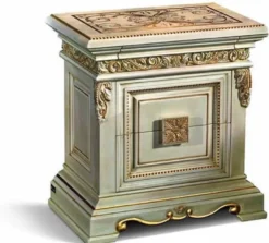 Casa Padrino Luxus Barock Nachtkommode mit 2 Schubladen Elfenbein / Gold - Made in Italy