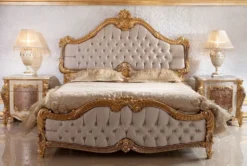 Casa Padrino Luxus Barock Nachtkommode mit 3 Schubladen Weiß / Braun / Gold