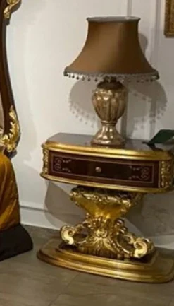Casa Padrino Luxus Barock Nachtkommode Dunkelbraun / Gold - Handgefertigter Nachttisch mit Schublade - Hochwertige Barock Schlafzimmer Möbel - Edel & Prunkvoll