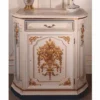 Casa Padrino Luxus Barock Nachtkommode Weiß / Hellblau / Gold H. 89 cm - Made in Italy
