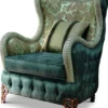 Casa Padrino Luxus Barock Ohrensessel Grün / Braun / Gold - Made in Italy