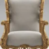 Casa Padrino Luxus Barock Ohrensessel Grau / Antik Gold 85 x 80 x H. 113 cm - Wohnzimmer Samt Sessel - Edel & Prunkvoll