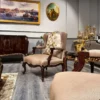Casa Padrino Luxus Barock Ohrensessel Braun / Mehrfarbig / Dunkelbraun - Prunkvoller Wohnzimmer Sessel mit elegantem Muster - Barock Möbel