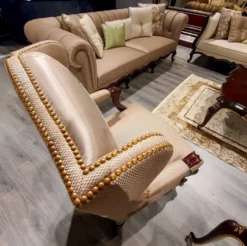 Casa Padrino Luxus Barock Ohrensessel Braun / Mehrfarbig / Dunkelbraun - Prunkvoller Wohnzimmer Sessel mit elegantem Muster - Barock Möbel