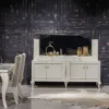 Casa Padrino Luxus Barock Ohrensessel Hellgrau / Weiß / Gold - Eleganter Wohnzimmer Sessel mit Muster - Wohnzimmer Möbel im Barockstil