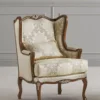 Casa Padrino Luxus Barock Ohrensessel Gold / Braun - Handgefertigter Barockstil Wohnzimmer Sessel mit Muster - Luxus Wohnzimmer Möbel im Barockstil - Luxus Qualität - Made in Italy