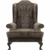 Casa Padrino Luxus Barock Ohrensessel Grau / Dunkelgrün H. 120 cm - Barock Möbel