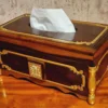 Casa Padrino Luxus Barock Papiertuchbox Dunkelbraun / Braun / Gold - Taschentuchbox Braun / Gold - Made in Italy