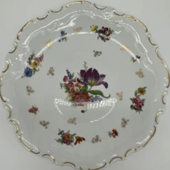 Casa Padrino Luxus Barock Porzellan Teller Weiß / Mehrfarbig / Gold Ø 33 cm - Porzellan Essteller - Luxus Barock Porzellan Accessoires - Reichenbach Porzellan - Luxus Qualität - Made in Germany