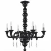 Casa Padrino Luxus Barock Porzellan Kronleuchter Schwarz / Silber Ø 68 x H. 135 cm - Edel & Prunkvoll - Made in Italy
