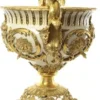 Casa Padrino Luxus Barock Porzellan Blumentopf Engel Weiß / Gold H. 60 cm - Prunkvoller Porzellan Pflanzentopf - Barock Porzellan Deko Accessoires