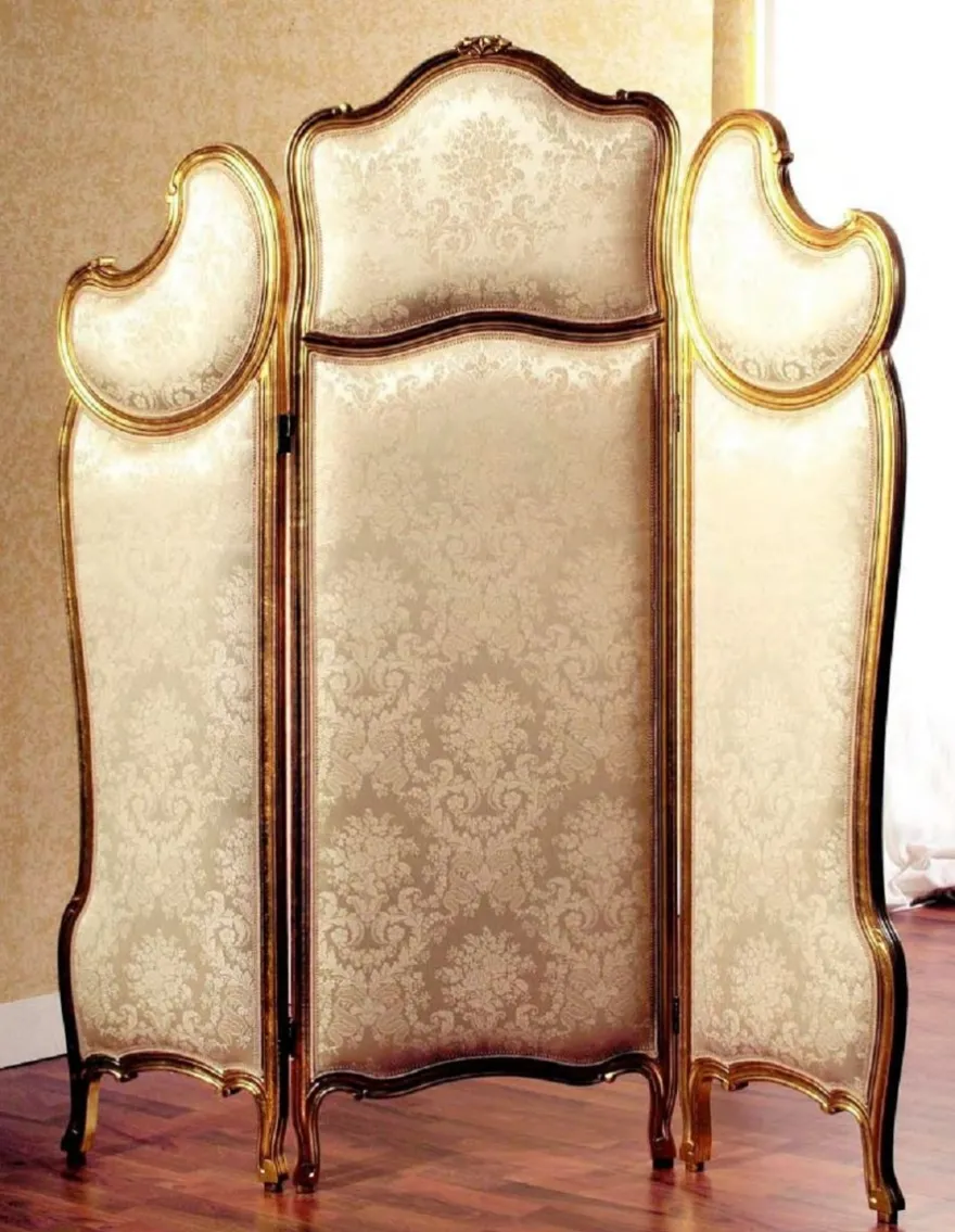 Casa Padrino Luxus Barock Raumteiler Gold - Prunkvoller Massivholz Paravant im Barockstil - Barock Schlafzimmer & Hotel Möbel - Luxus Qualität - Made in Italy
