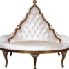 Casa Padrino Luxus Barock Rundsofa Weiß / Antik Gold - Handgefertigtes rundes Samt Sofa - Barock Hotel & Restaurant Möbel