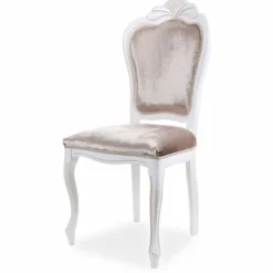Casa Padrino Luxus Barock Samt Esszimmer Stuhl 8er Set Grau / Weiß - Barock Möbel