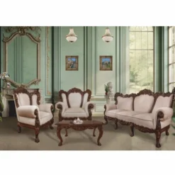 Casa Padrino Luxus Barock Samt Sessel Grau / Dunkelbraun - Barockstil Wohnzimmer Möbel