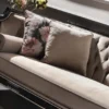 Casa Padrino Luxus Barock Samt Sofa Beige / Schwarz / Silber / Antik Gold 250 x 95 x H. 80 cm - Prunkvolles Wohnzimmer Sofa im Barockstil