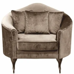 Casa Padrino Luxus Barock Samt Sessel Braun / Dunkelbraun 120 cm - Barock Möbel
