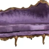 Casa Padrino Luxus Barock Samt Sofa Lila / Gold - Edles Handgefertigtes Wohnzimmer Sofa im Barockstil - Barock Wohnzimmer Möbel - Edel & Prunkvoll