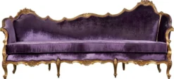 Casa Padrino Luxus Barock Samt Sofa Lila / Gold - Edles Handgefertigtes Wohnzimmer Sofa im Barockstil - Barock Wohnzimmer Möbel - Edel & Prunkvoll
