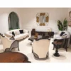 Casa Padrino Luxus Barock Samt Sofa Grau / Dunkelbraun 280 cm - Prunkvolles Barockstil Wohnzimmer Sofa - Barockstil Wohnzimmer Möbel