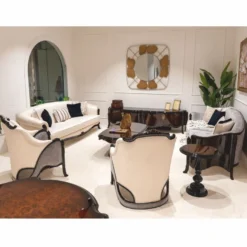 Casa Padrino Luxus Barock Samt Sofa Grau / Dunkelbraun 280 cm - Prunkvolles Barockstil Wohnzimmer Sofa - Barockstil Wohnzimmer Möbel