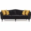Casa Padrino Luxus Barock Samt Sofa Schwarz 280 cm - Barock Wohnzimmer Möbel