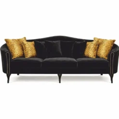 Casa Padrino Luxus Barock Samt Sofa Schwarz 280 cm - Barock Wohnzimmer Möbel